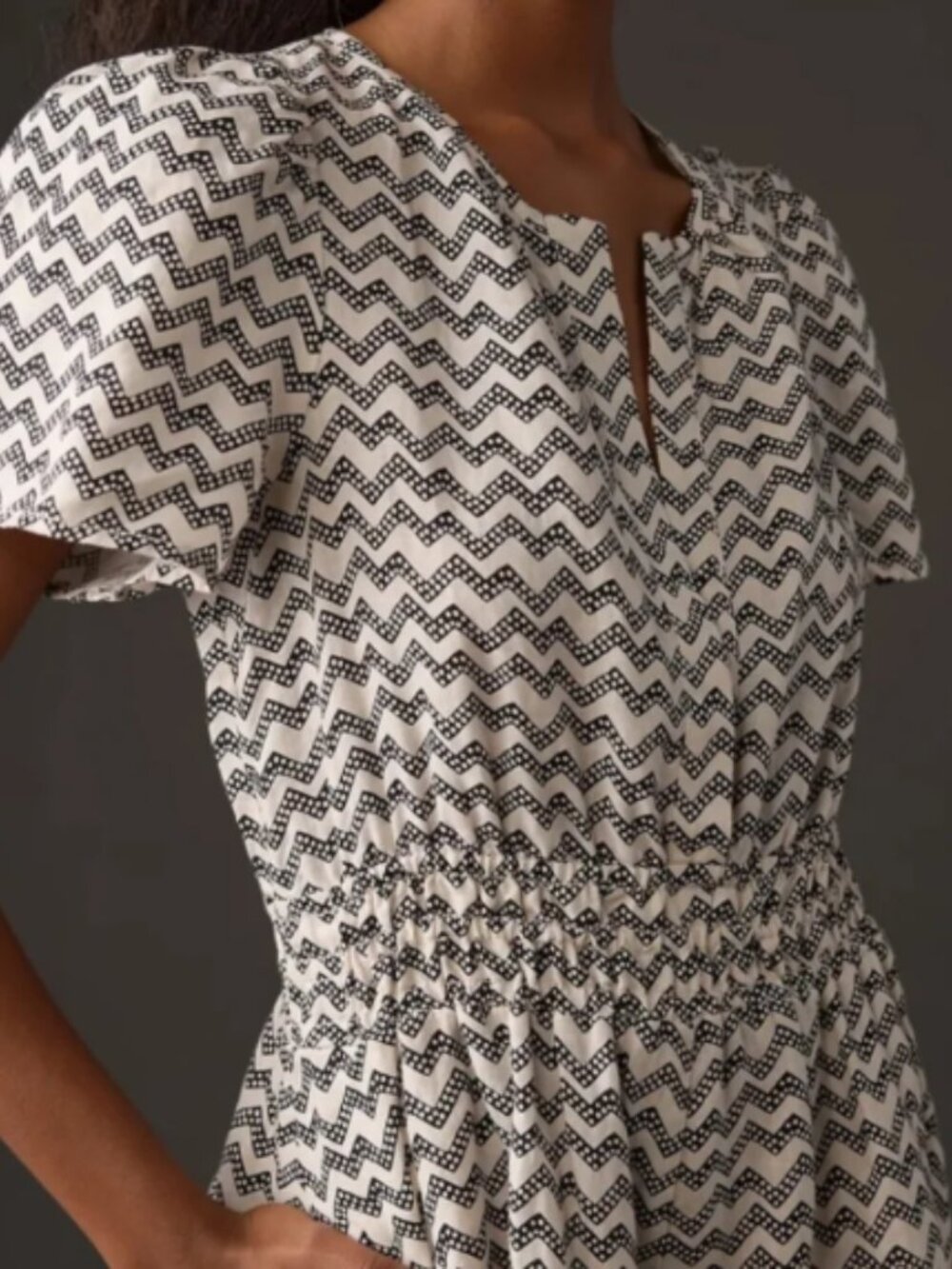 Anthropologie Somerset Linen Romper, Black/White Pattern, Size 1X, Nw/oT - Picture 3 of 4